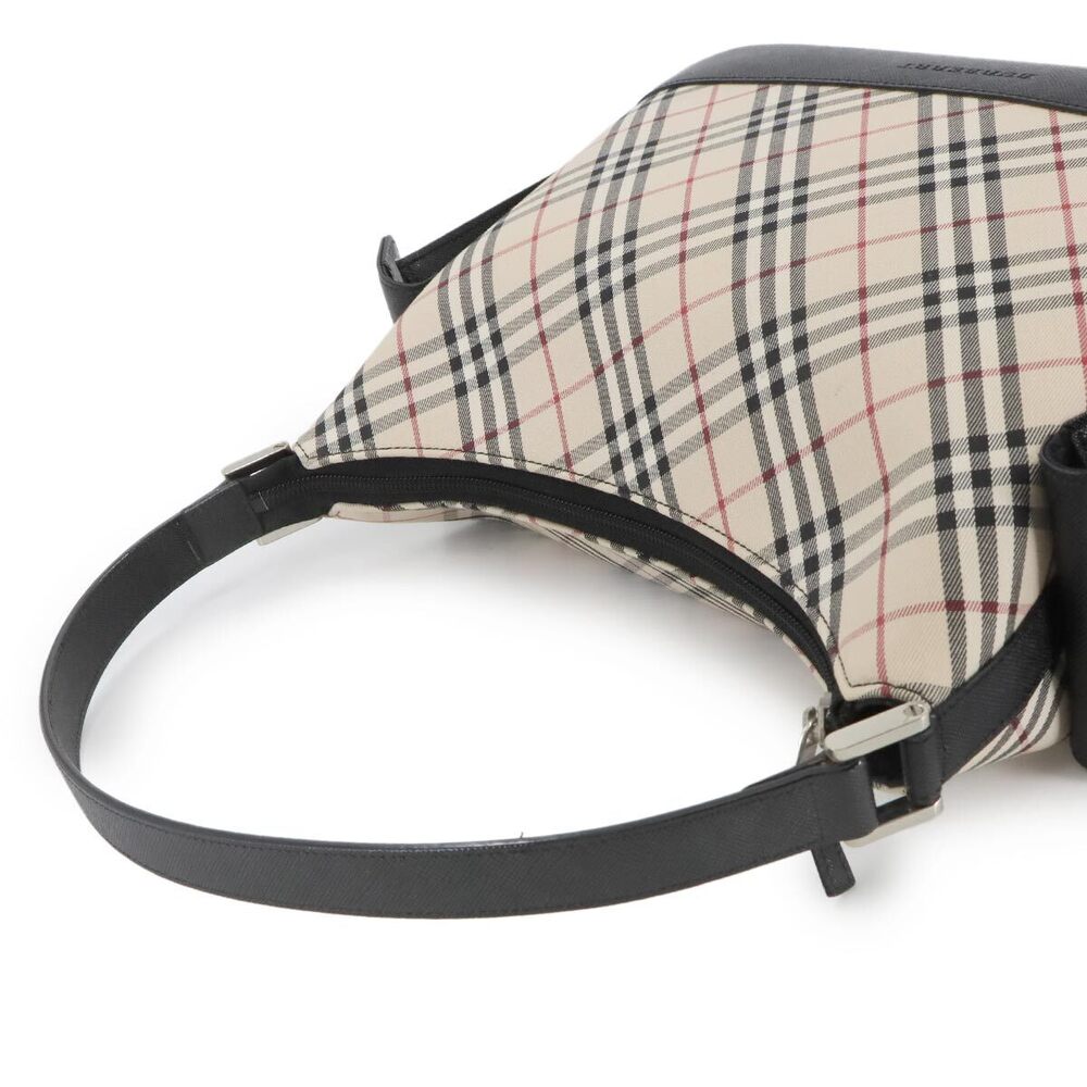 Burberry Nova Check Shoulder Bag Beige Tan Canvas Leather Black - Picture 5 of 9